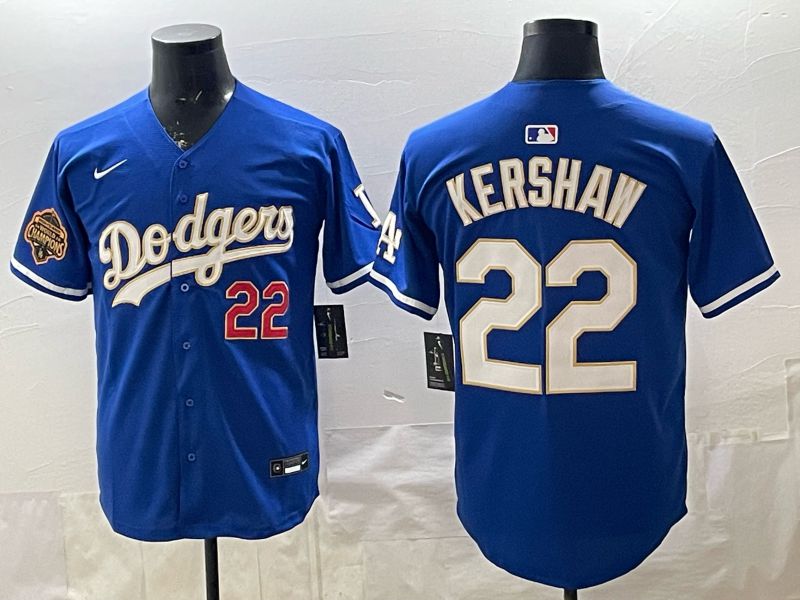 2026 Men Nike Los Angeles Dodgers #22 Kershaw Blue gold Game MLB Jersey 004->minnesota vikings->NFL Jersey